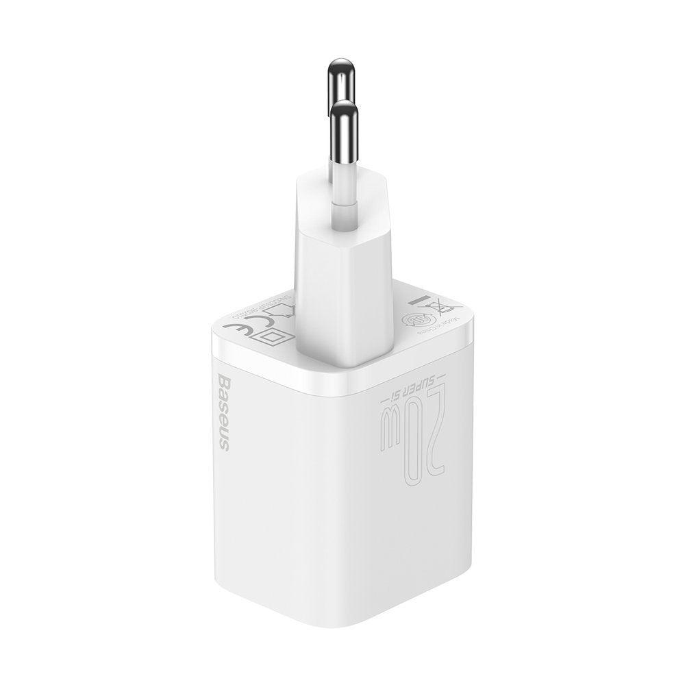 Baseus Chargeur réseau Super Si avec câble Lightning, 20W, 3A, 1 x USB-C, blanc TZCCCSUP-B02