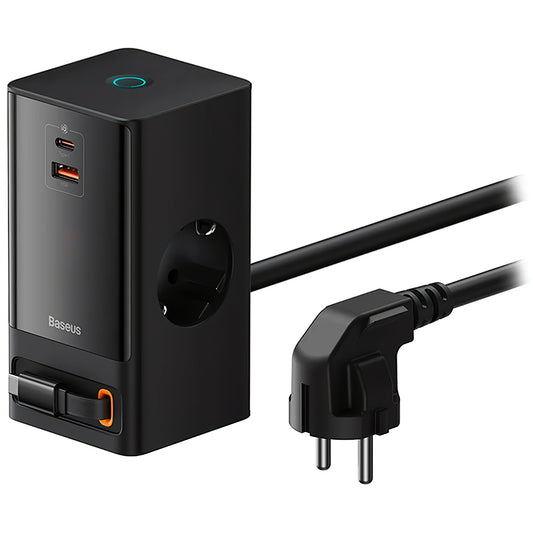 Baseus GaN3 Pro PowerStrip USB-C kabel netwerklader, 65W, 3.25A,1 x USB-A - 1 x USB-C - 2 x Schuko, zwart PSLR000301 PSLR000301