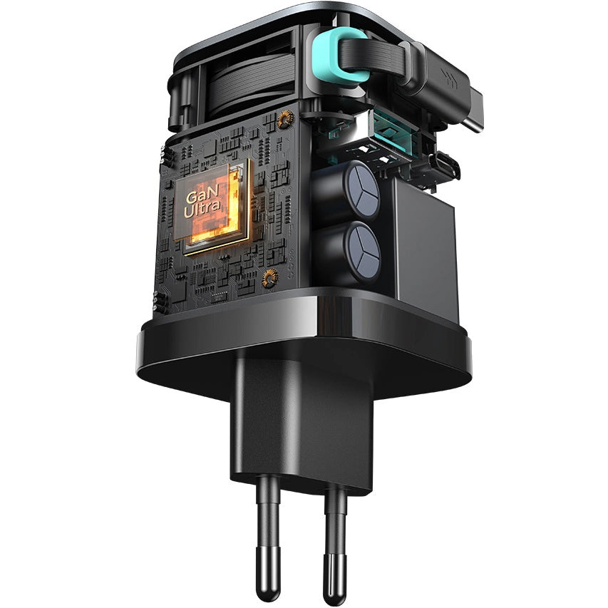 Joyroom JR-TCL02 USB-C kabelnetwerklader JR-TCL02, 65W, 3A, 1 x USB-A - 1 x USB-C, Zwart