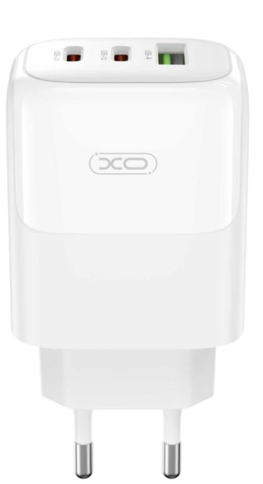 Netzladegerät mit USB-C Kabel XO Design L139, 65W, 4.5A, 1 x USB-A - 2 x USB-C, Weiß
