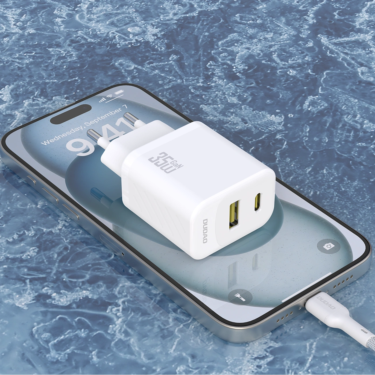 Netwerkoplader met USB-C Kabel Dudao A27Max, 35W, 1 x USB-A - 1 x USB-C, Wit