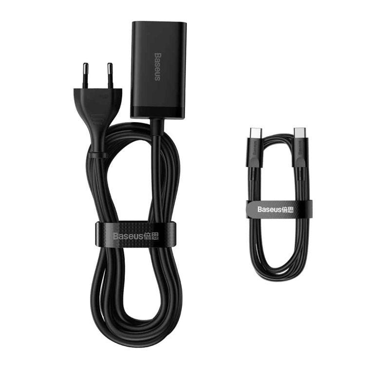 Ladestation Baseus GaN3 Pro, 65W, 3A, 2 x USB-A - 2 x USB-C, Schwarz CCGP040101