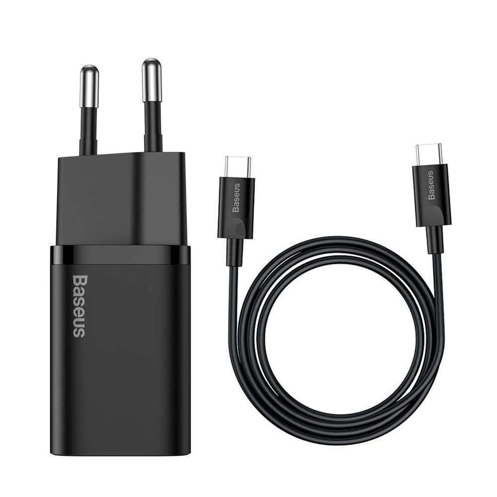 Baseus Super Si Netzteil 25W mit USB-C Kabel | Schwarz | PD & QC