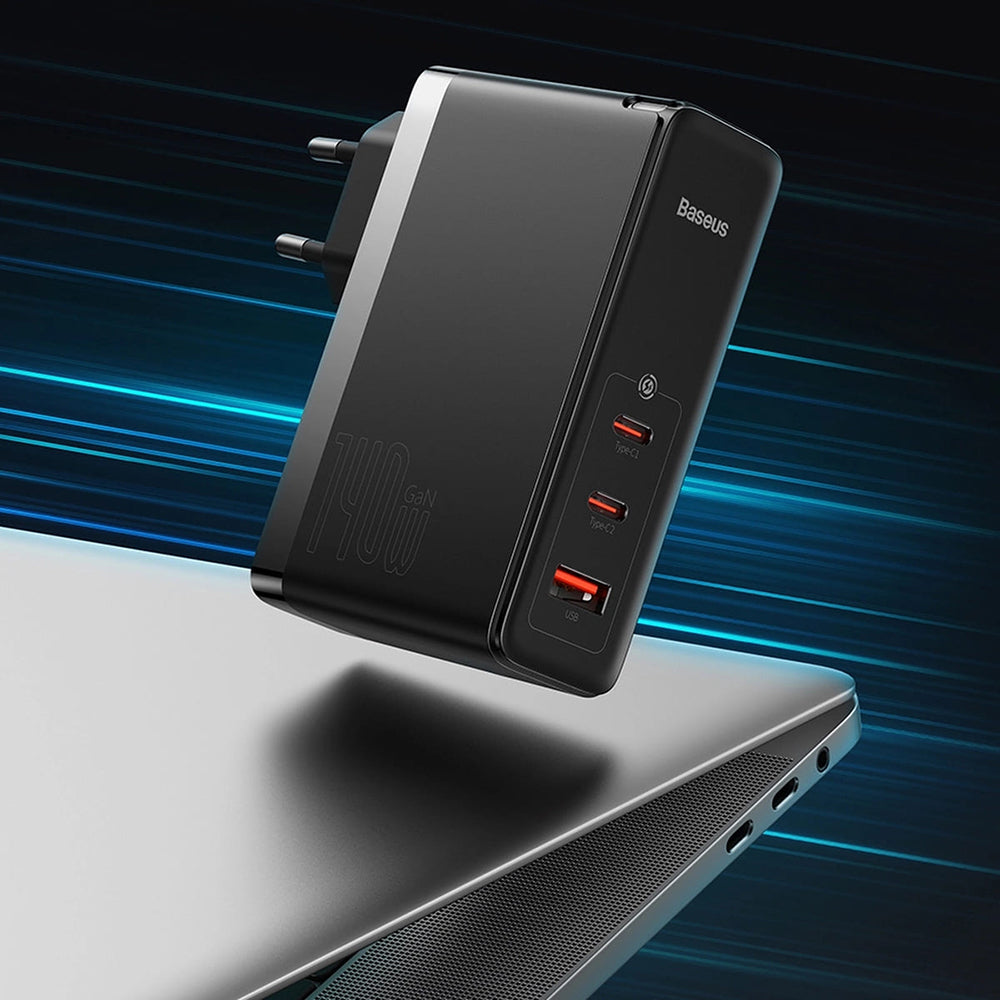 Netzladegerät mit USB-C Kabel Baseus GaN5 Pro, 140W, 5A, 1 x USB-A - 2 x USB-C, Weiß CCGP100202