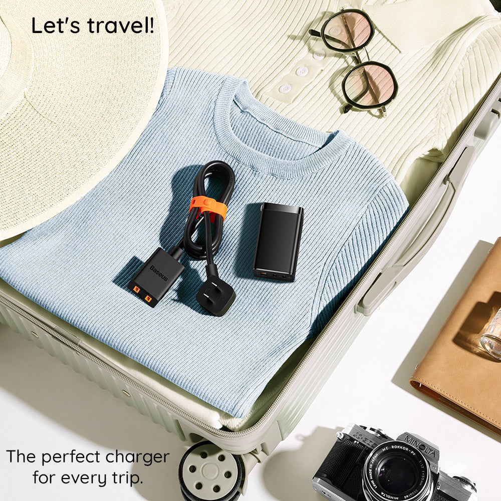 Chargeur Réseau avec Câble USB-C Baseus GaN5 Pro, 65W, 3.25A, 1 x USB-A - 2 x USB-C, Noir C0206500