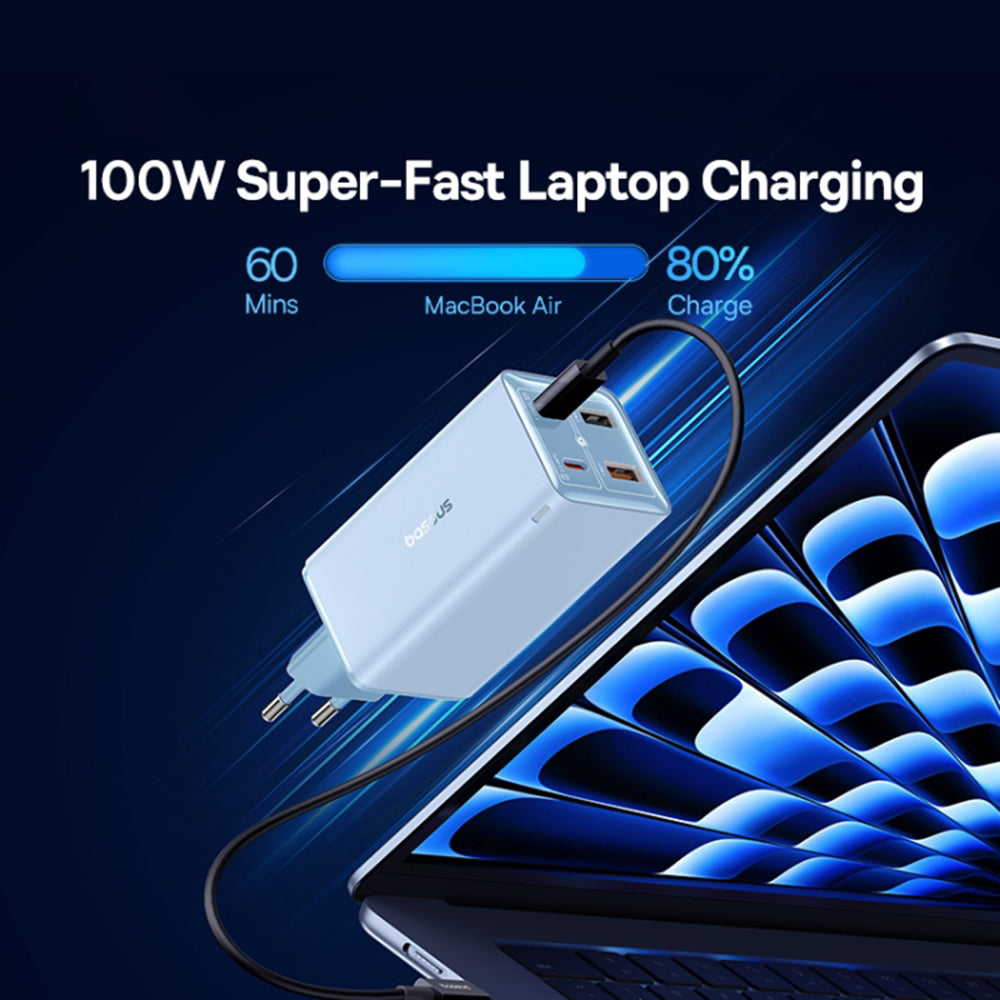 Netzladegerät mit USB-C Kabel Baseus GaN6 Pro, 100W, 3.25A, 2 x USB-A - 2 x USB-C, Blau P10162705312-00