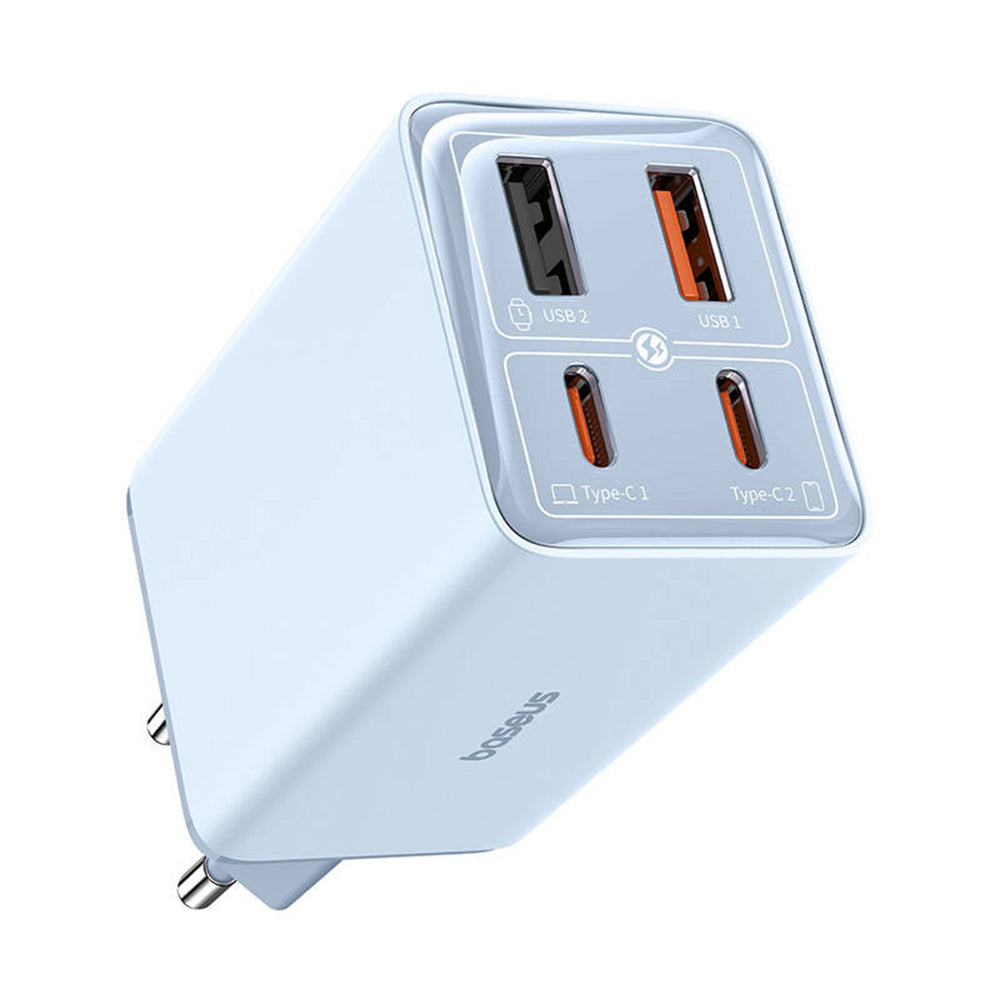 Netwerkoplader met USB-C Kabel Baseus GaN6 Pro, 65W, 3.25A, 2 x USB-A - 2 x USB-C, Blauw E0121D00