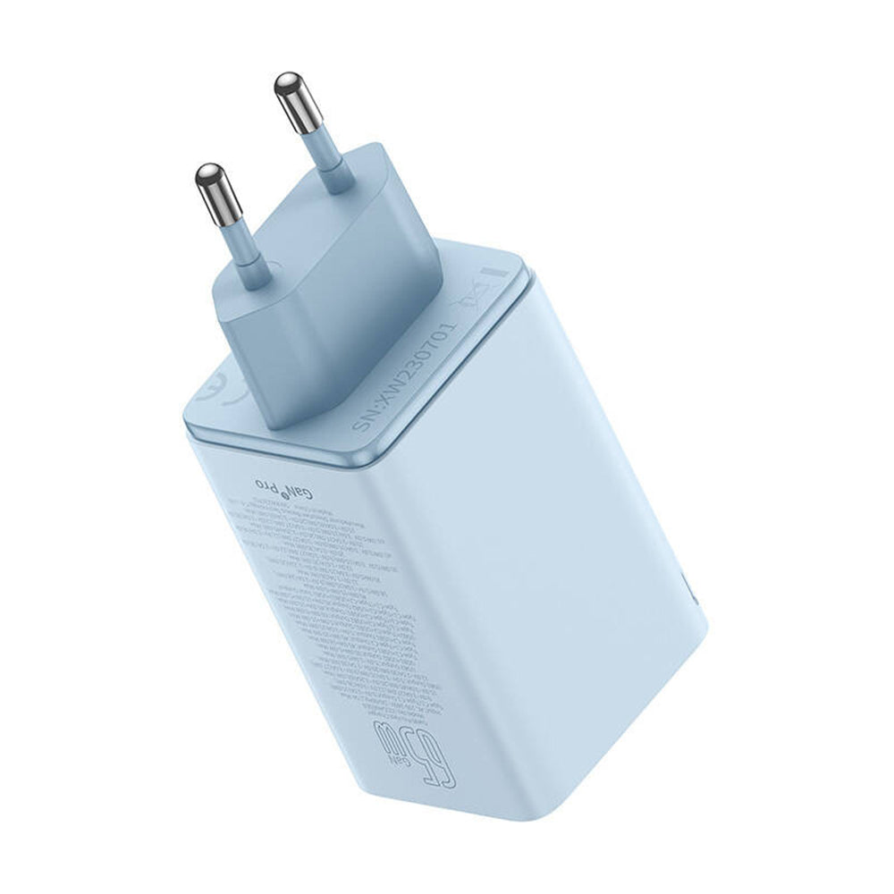 Netwerkoplader met USB-C Kabel Baseus GaN6 Pro, 65W, 3.25A, 2 x USB-A - 2 x USB-C, Blauw E0121D00