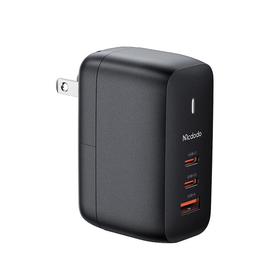 Netzladegerät mit USB-C Kabel McDodo CH-8442 Mecha Travel, 65W, 5A, 1 x USB-A - 2 x USB-C, Schwarz