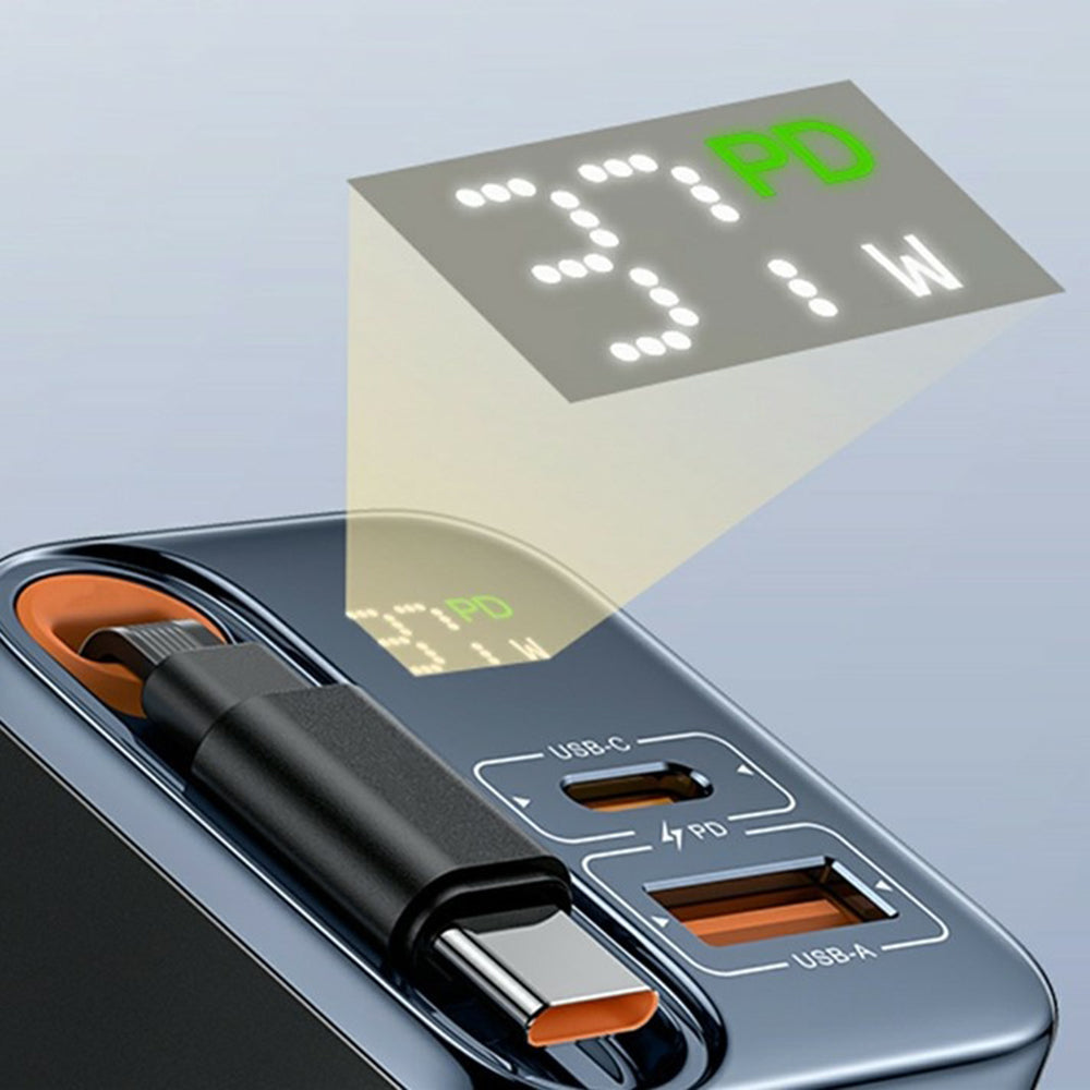 Netzladegerät mit USB-C Kabel Yesido YC100 Display, 67W, 3.35A, 1 x USB-A - 1 x USB-C, Schwarz