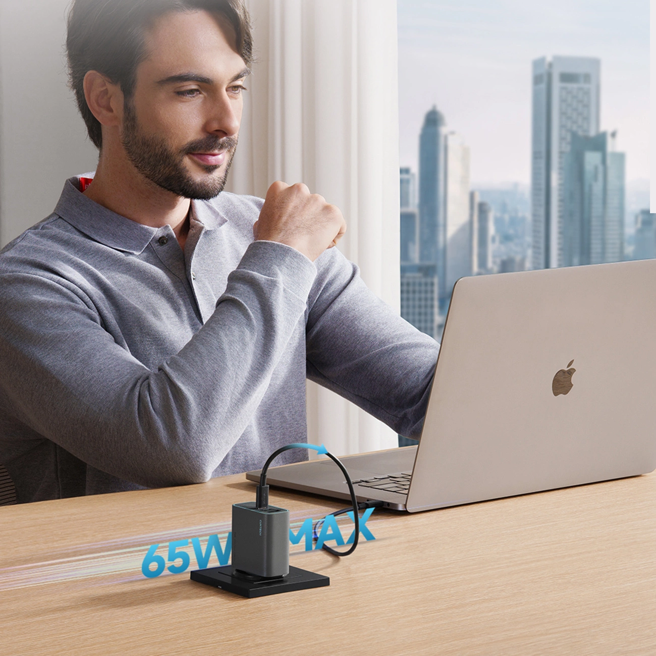 Chargeur Réseau Cuktech, 65W, 3A, 1 x USB-A - 2 x USB-C, Gris CUKAD653EUGR