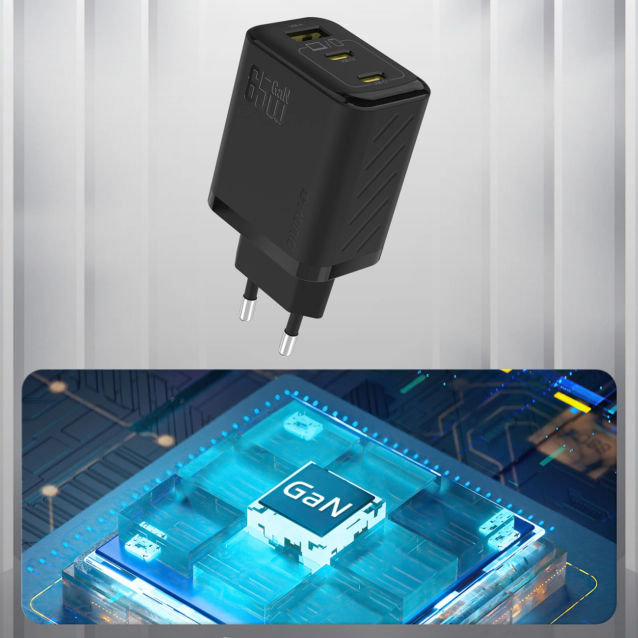 Netzladegerät Dudao A29, 65W, 1 x USB-A - 2 x USB-C, Schwarz