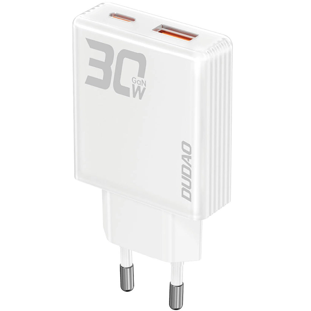 Chargeur réseau Dudao A30EU, 30W, 3A, 1 x USB-A - 1 x USB-C, blanc