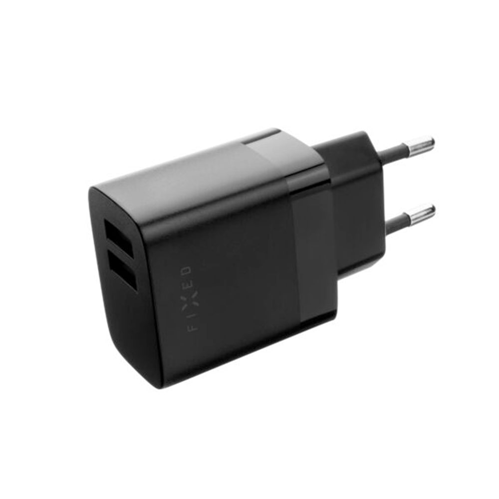 Netzladegerät Fixed, 17W, 3A, 2 x USB-A, Schwarz