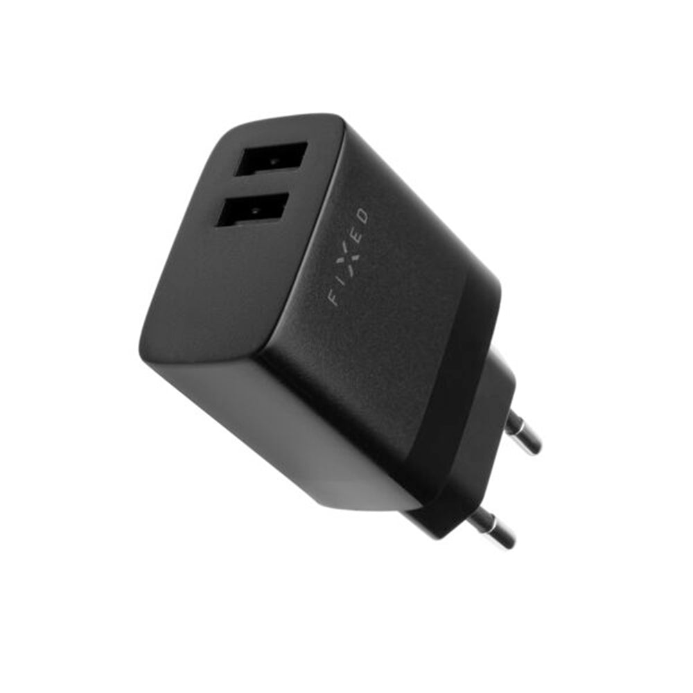 Netzladegerät Fixed, 17W, 3A, 2 x USB-A, Schwarz