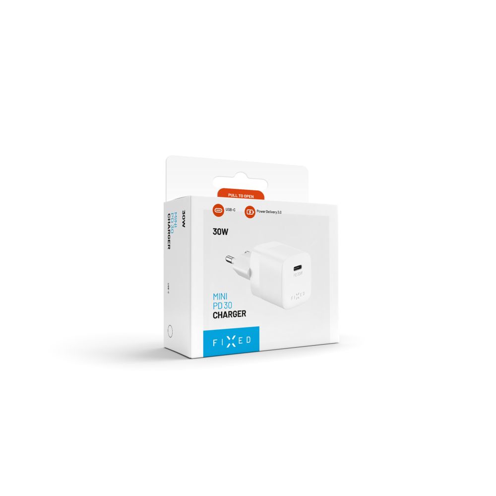 Fixed Mini Network Charger, 30W, 3A, 1 x USB-C, White