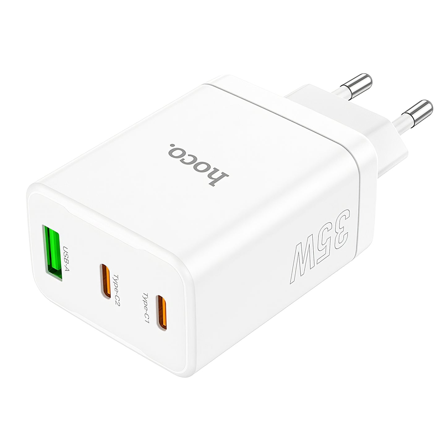 Netwerkoplader HOCO N33, 35W, 3A, 1 x USB-A - 2 x USB-C, Wit
