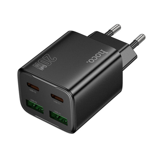 Chargeur Réseau HOCO N55, 20W, 3A, 2 x USB-A - 2 x USB-C, Noir