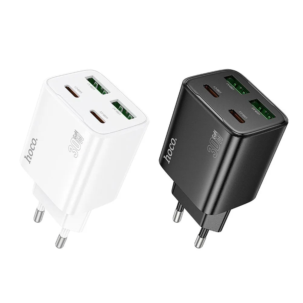 Netwerkoplader HOCO N56, 30W, 3A, 2 x USB-A - 2 x USB-C, Wit