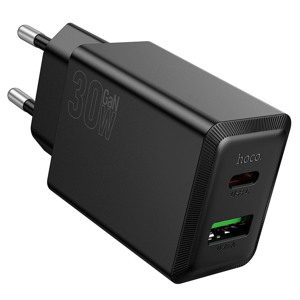 Netzladegerät HOCO N71, 30W, 3A, 1 x USB-A - 1 x USB-C, Schwarz
