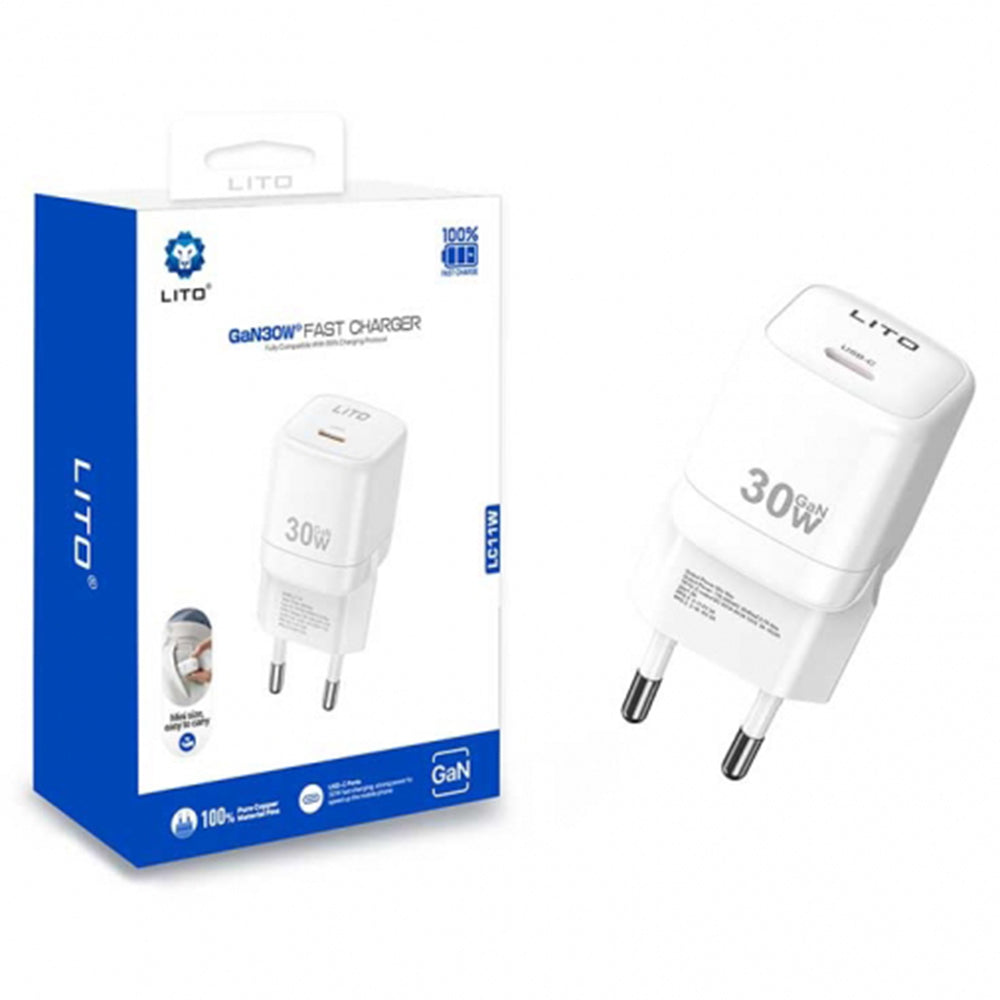 Netzladegerät Lito LC11, 30W, 3A, 1 x USB-C, Weiß