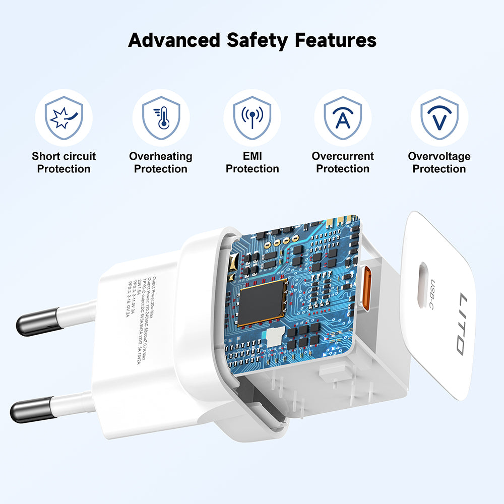 Netzladegerät Lito LC11, 30W, 3A, 1 x USB-C, Weiß