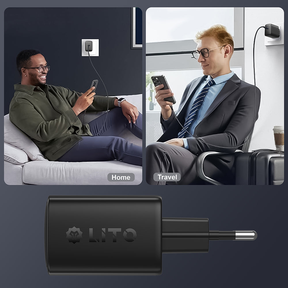 Netzladegerät Lito LC13, 20W, 3A, 1 x USB-C, Schwarz