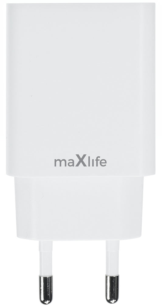 Chargeur Réseau MaXlife MXTC-13-20AC, 20W, 3A, 1 x USB-A - 1 x USB-C, Blanc
