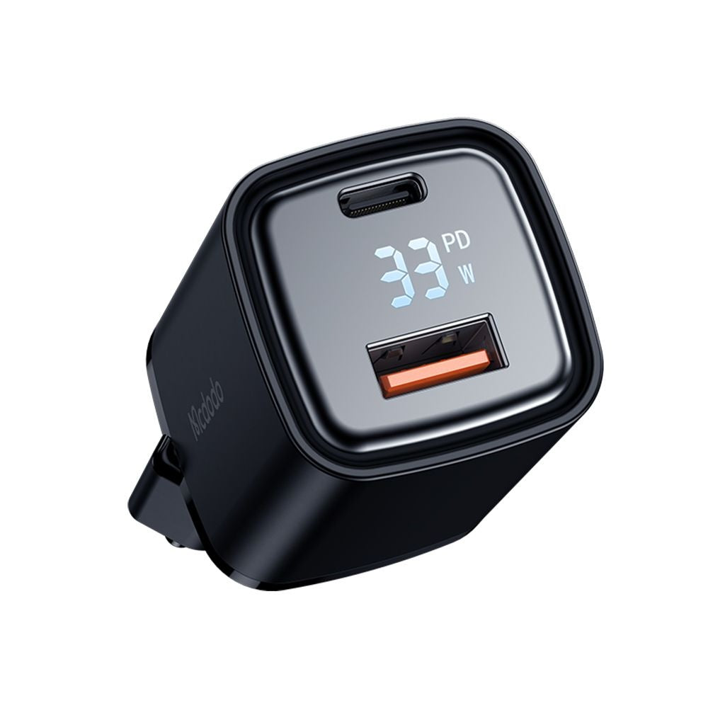 Netzladegerät McDodo CH-1701 Graphite Display, 33W, 3A, 1 x USB-A - 1 x USB-C, Schwarz