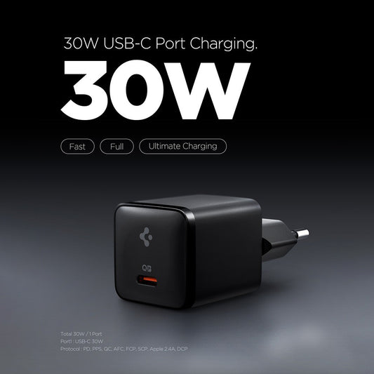 Spigen EE301EU Essential Netlader, 30W, 3A, 1 x USB-C, Zwart ACH09493