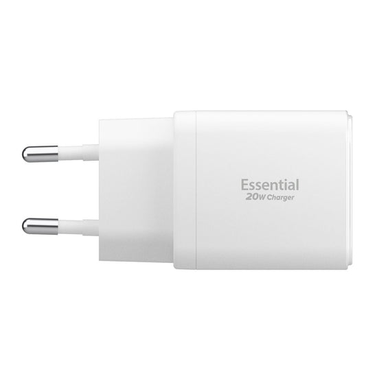 Spigen Essential Network Charger, 20W, 3A, 1 x USB-A - 1 x USB-C, White ACH08704