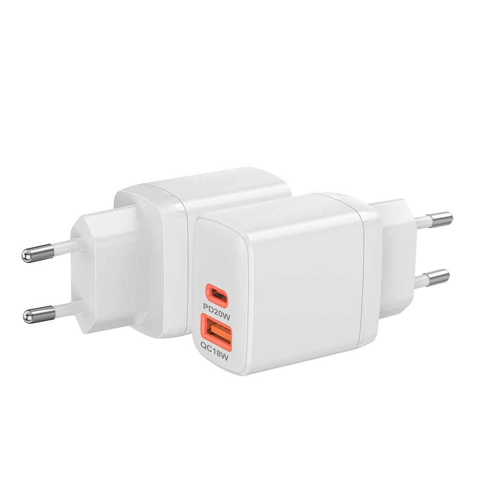 Techsuit CH2 Duonix Netzladegerät, 20W, 3A, 1 x USB-A - 1 x USB-C, Weiß
