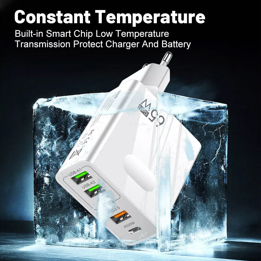 Chargeur Réseau Techsuit CHC1 PentaXPower, 25W, 3A, 3 x USB-A - 2 x USB-C, Noir