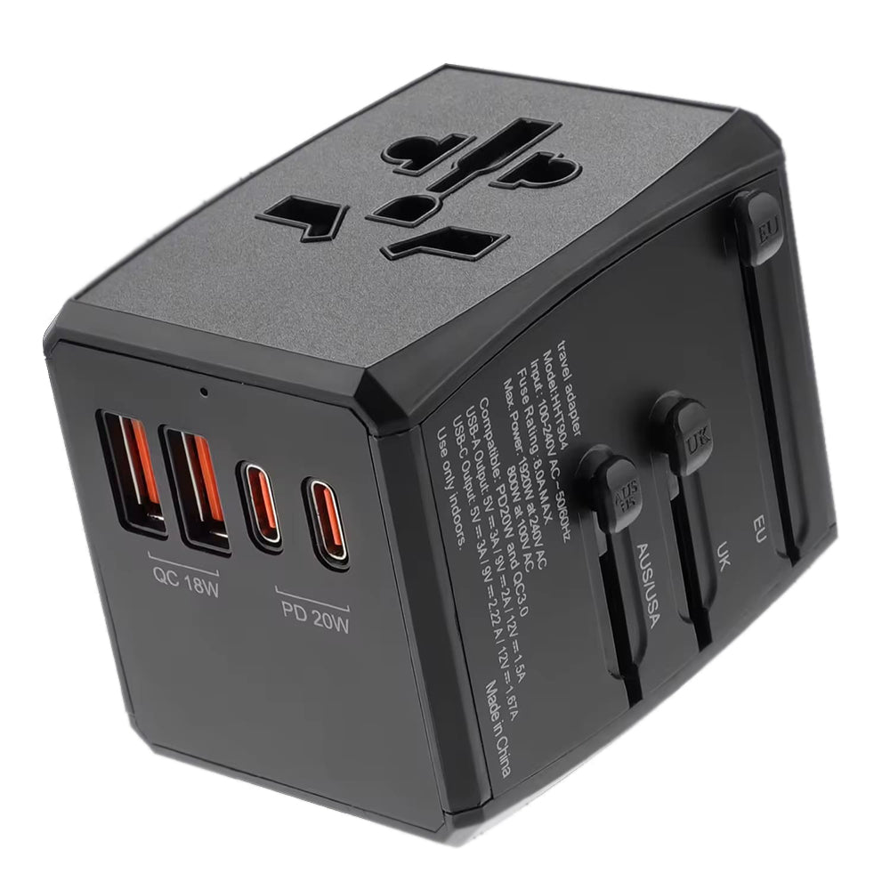 Chargeur Réseau Techsuit HHT904-B2 Travel, 20W, 3A, 2 x USB-A - 2 x USB-C, Noir