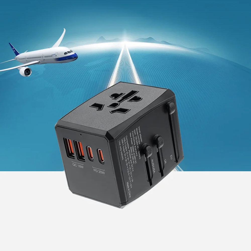 Chargeur Réseau Techsuit HHT904-B2 Travel, 20W, 3A, 2 x USB-A - 2 x USB-C, Noir