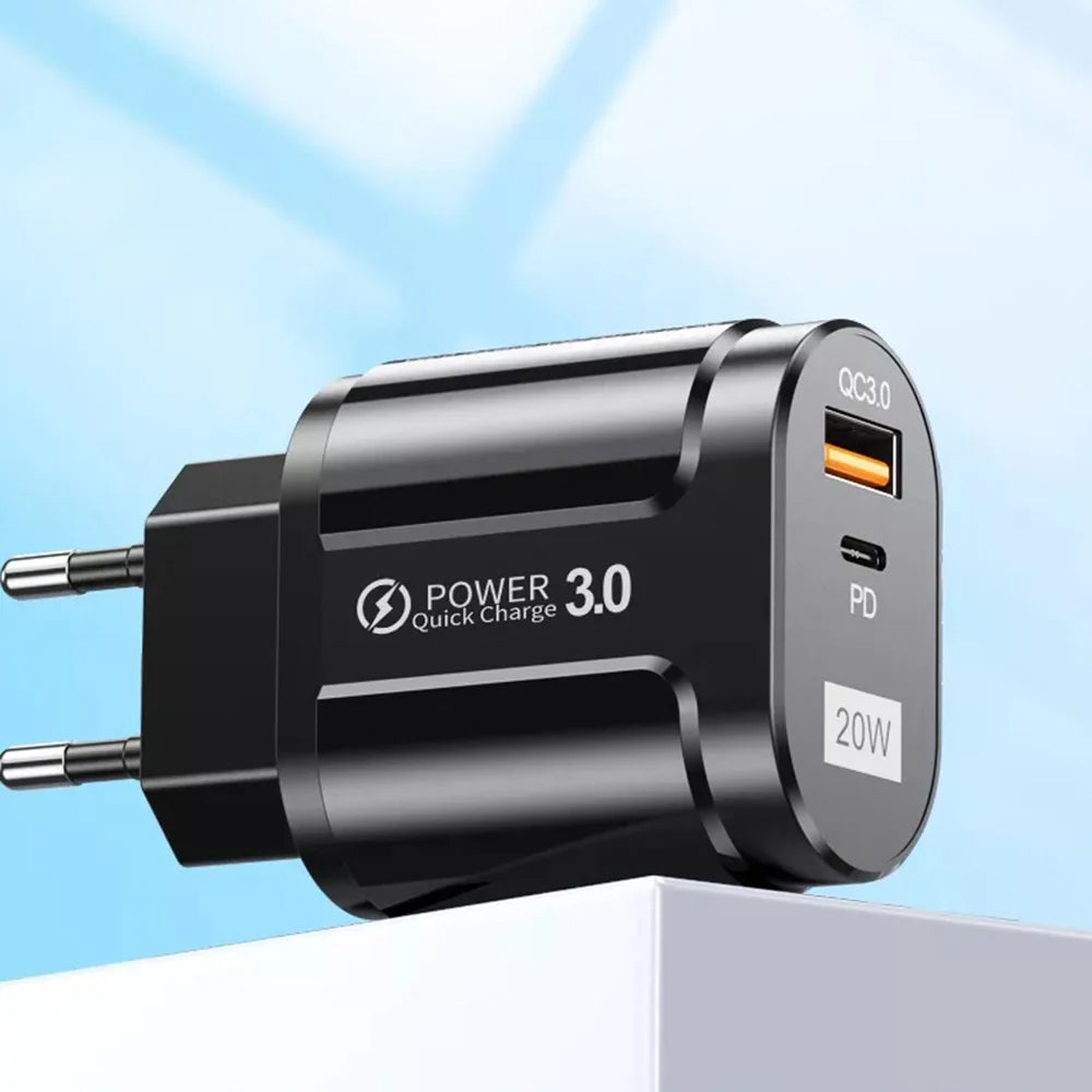 Techsuit Premium Netzladegerät, 20W, 3A, 1 x USB-A - 1 x USB-C, Weiß