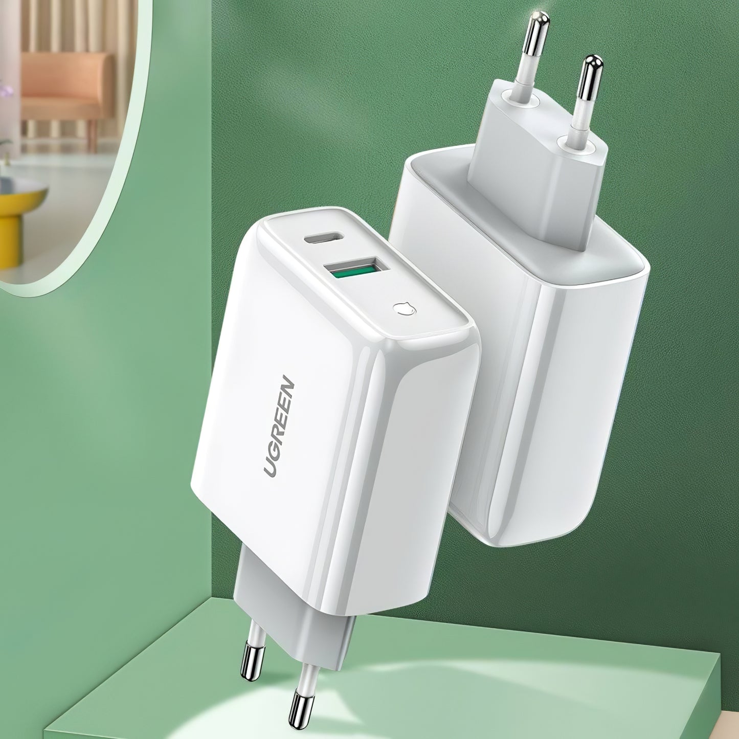 Netwerkoplader UGREEN CD170, 36W, 3A, 1 x USB-A - 1 x USB-C, Wit