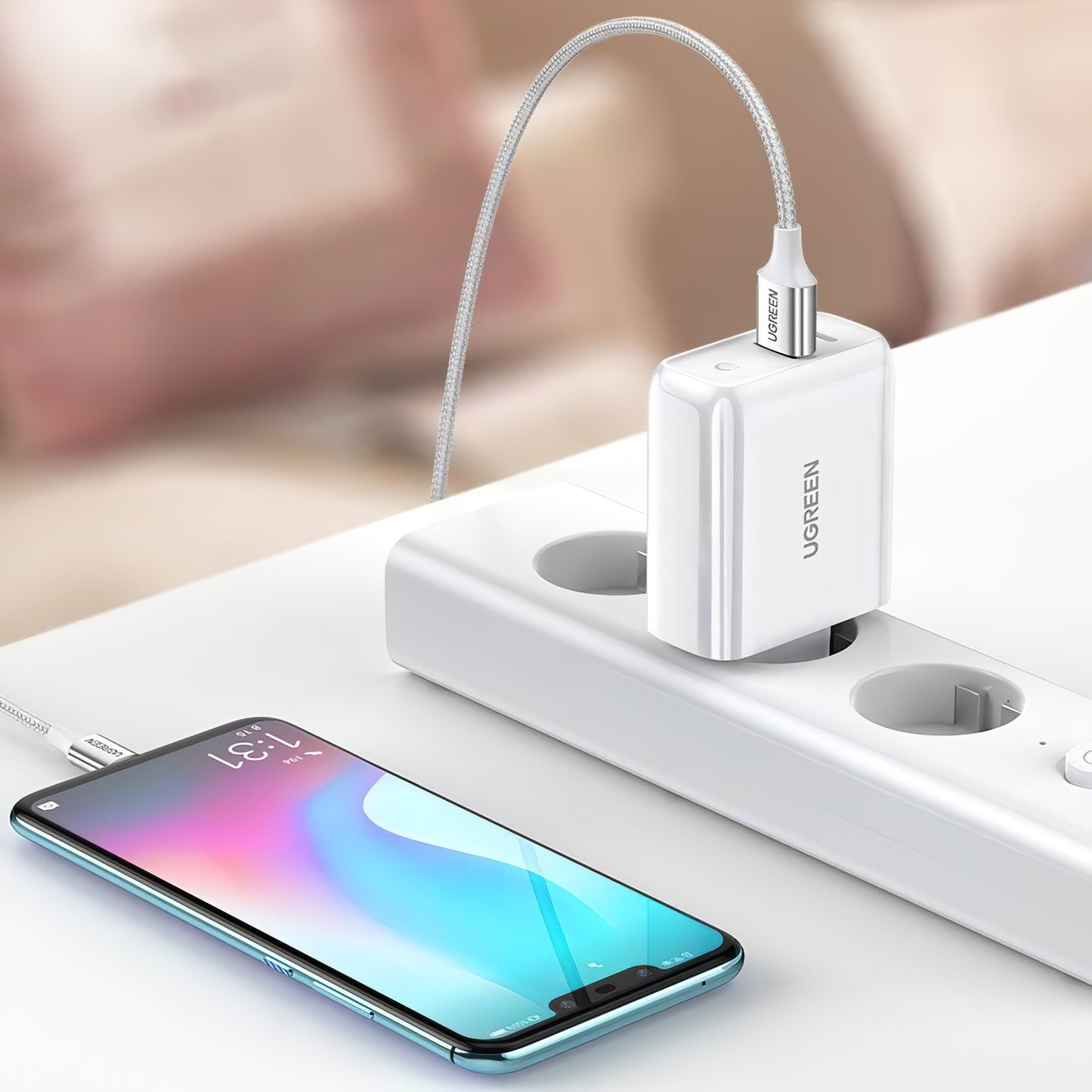 Netwerkoplader UGREEN CD170, 36W, 3A, 1 x USB-A - 1 x USB-C, Wit