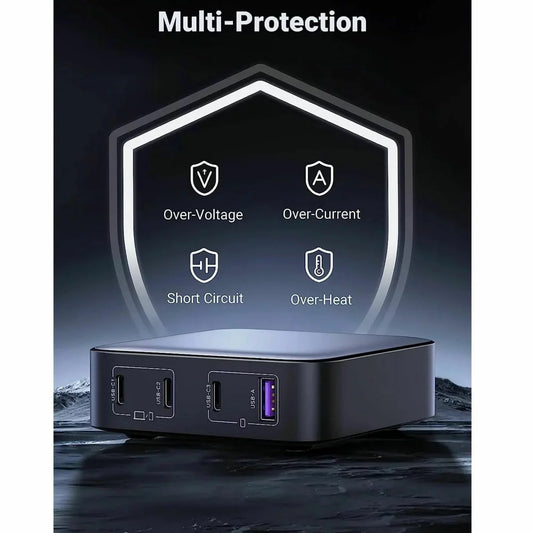 Station de charge UGREEN CD328, 100W, 3A, 1 x USB-A - 3 x USB-C, Gris