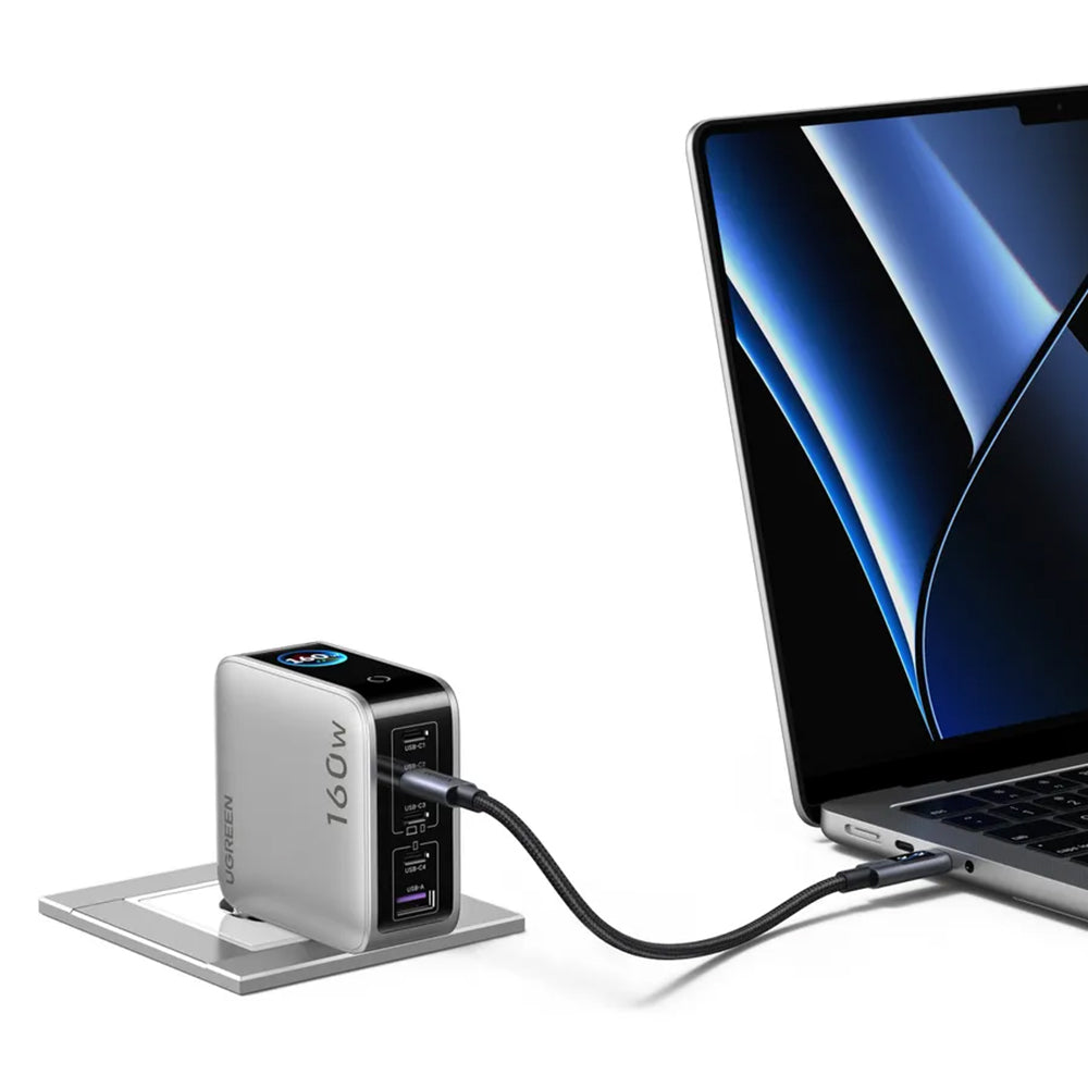 UGREEN Nexode Pro X774 (65637B) Netzladegerät mit Display, 160 W, 5 A, 1 × USB-A – 4 × USB-C, Grau