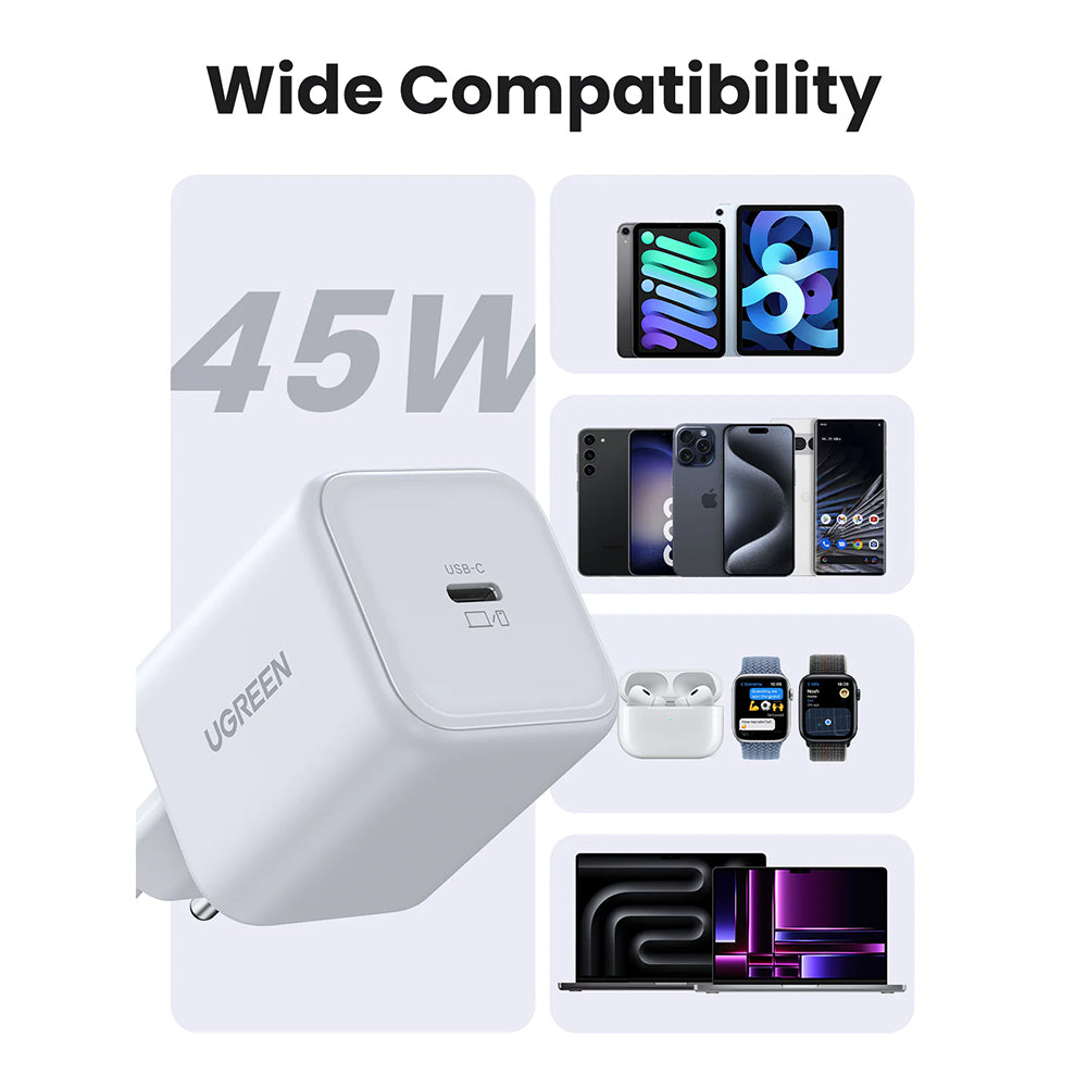 UGREEN X524 Network Charger (65053), 45W, 3A, 1 x USB-C, White