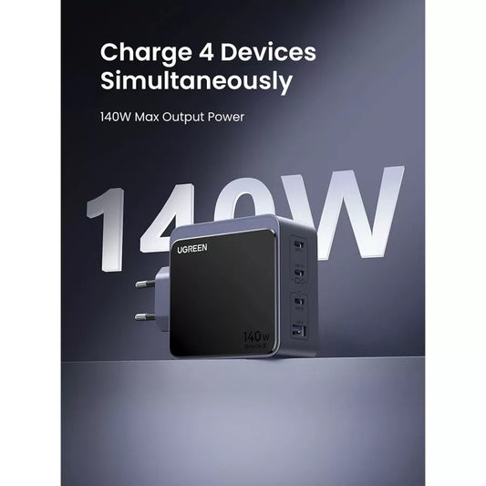 UGREEN X570 Nexode S Netzladegerät, 140W, 5A, 1 x USB-A - 3 x USB-C, Grau