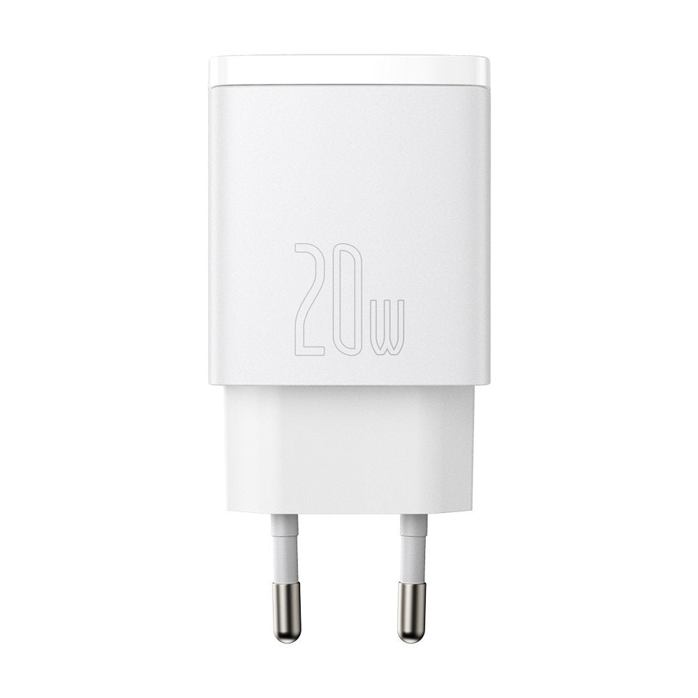 Baseus Kompaktes Netzwerk-Ladegerät, 20W, 3A, 1 x USB-A - 1 x USB-C, Weiß CCXJ-B02