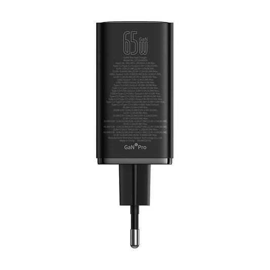 USB-C Netzwerk-Ladegerät Baseus GaN 6 Pro, 65W, 3,25A, 2 x USB-A - 2 x USB-C, Schwarz P10162701113113-00