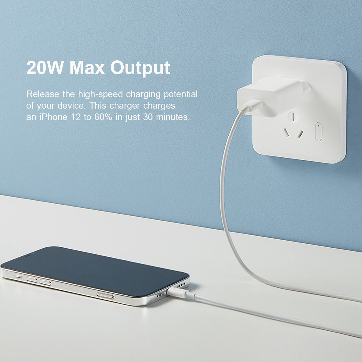 Chargeur secteur Xiaomi, 20W, 3A, 1 x USB-C, Blanc BHR4927GL