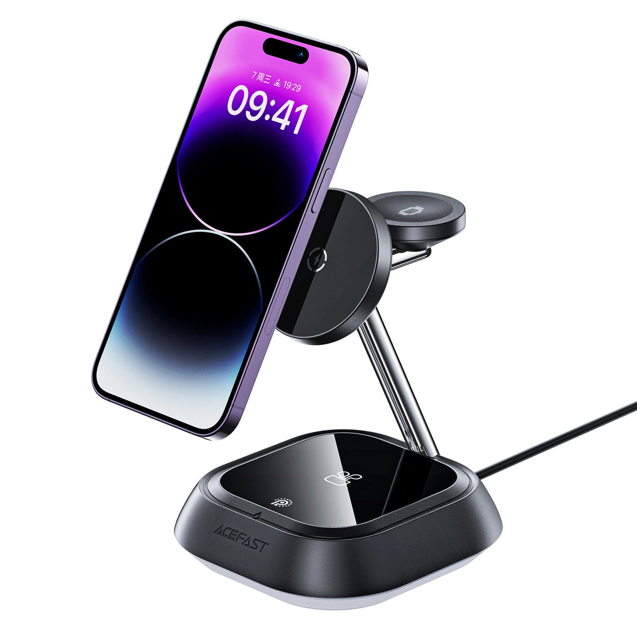 Chargeur Réseau Sans Fil Acefast E16 3en1, 15W, 1.67A, Noir