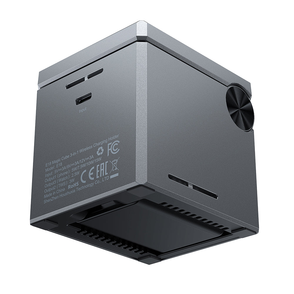 Draadloze Netwerkoplader Acefast E18 Rubik's Cube 3in1, 23W, 1.67A, Gri