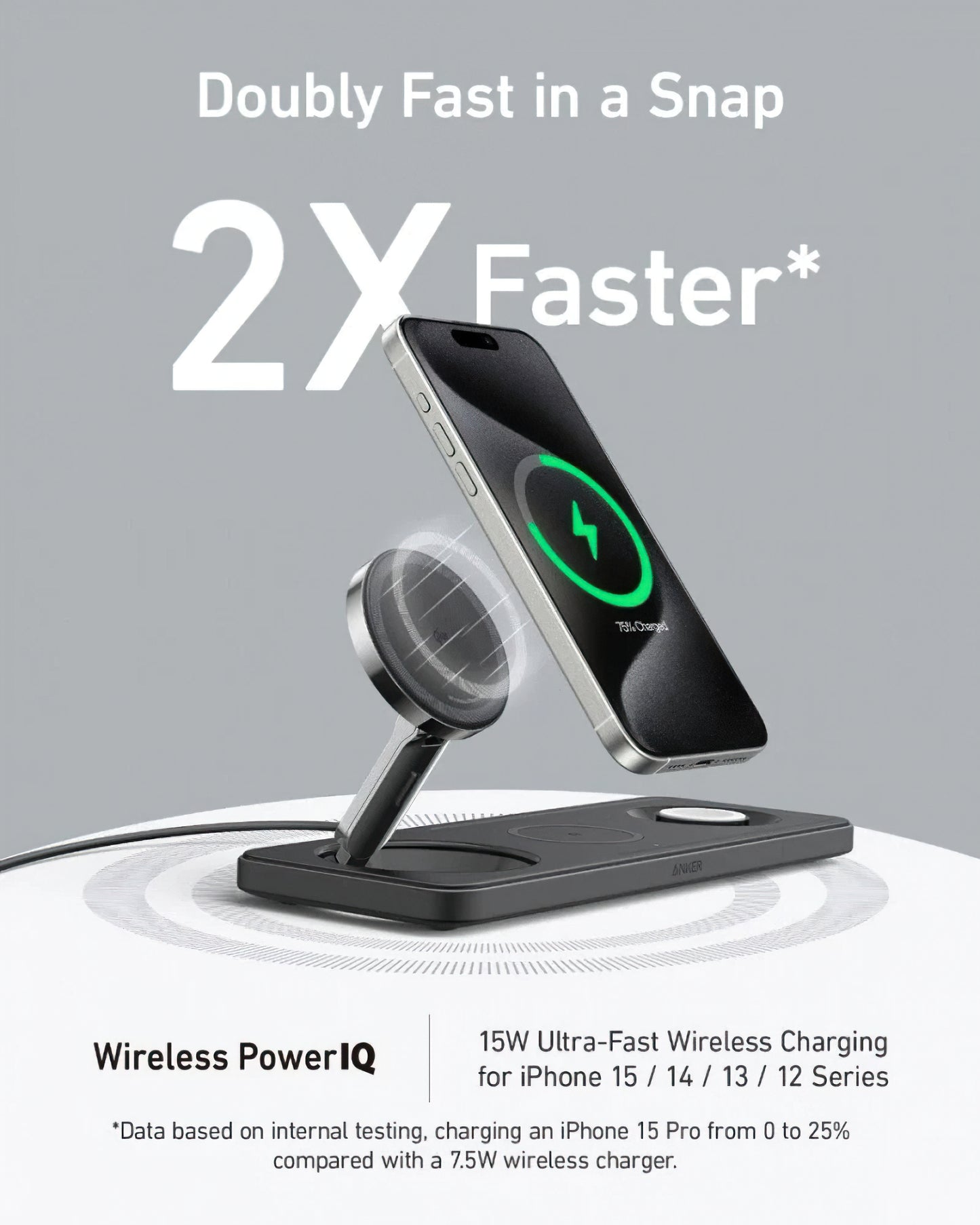 Anker MagGo 3in1 Wireless Network Charger, 15W, 1.67A, Black B25M1311
