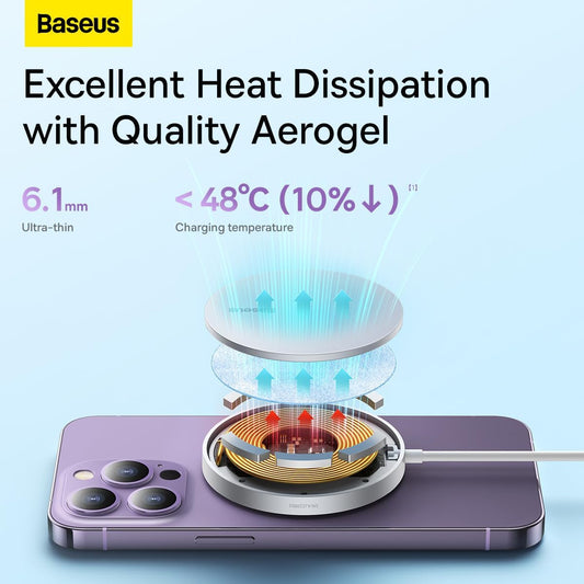 Drahtloses Netzwerk-Ladegerät Baseus Simple Simple Mini 3, 15 W, 1,67 A, Silber CCJJ040012