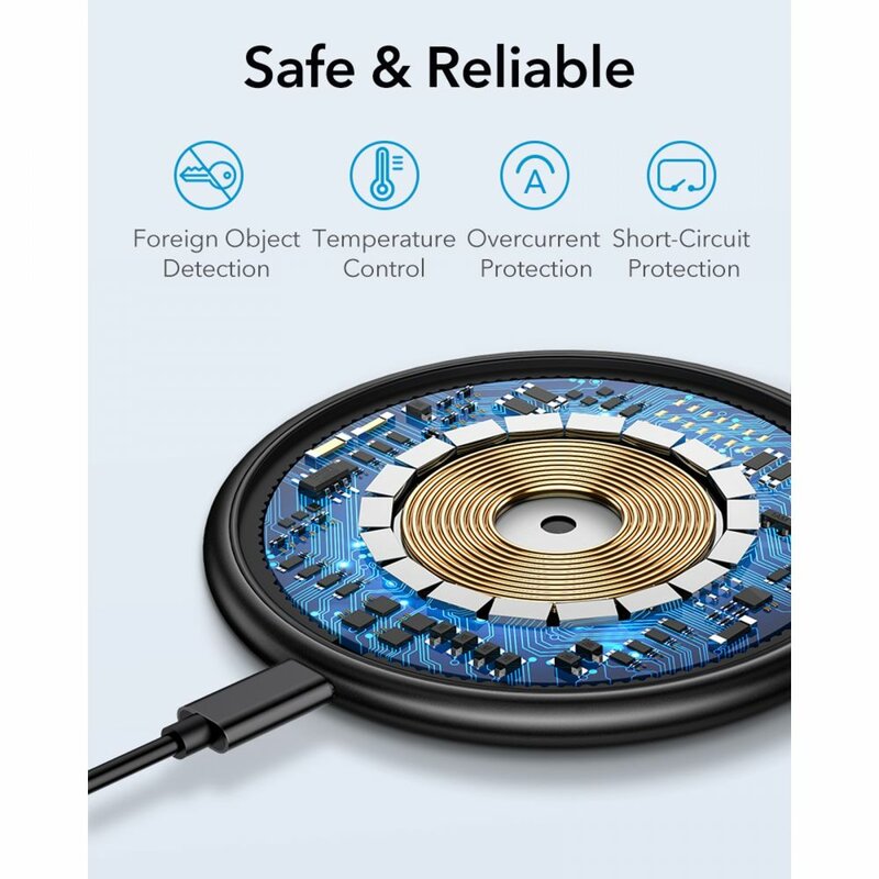 Chargeur Réseau Sans Fil ESR Halolock, 10W, 1.1A, Bleu